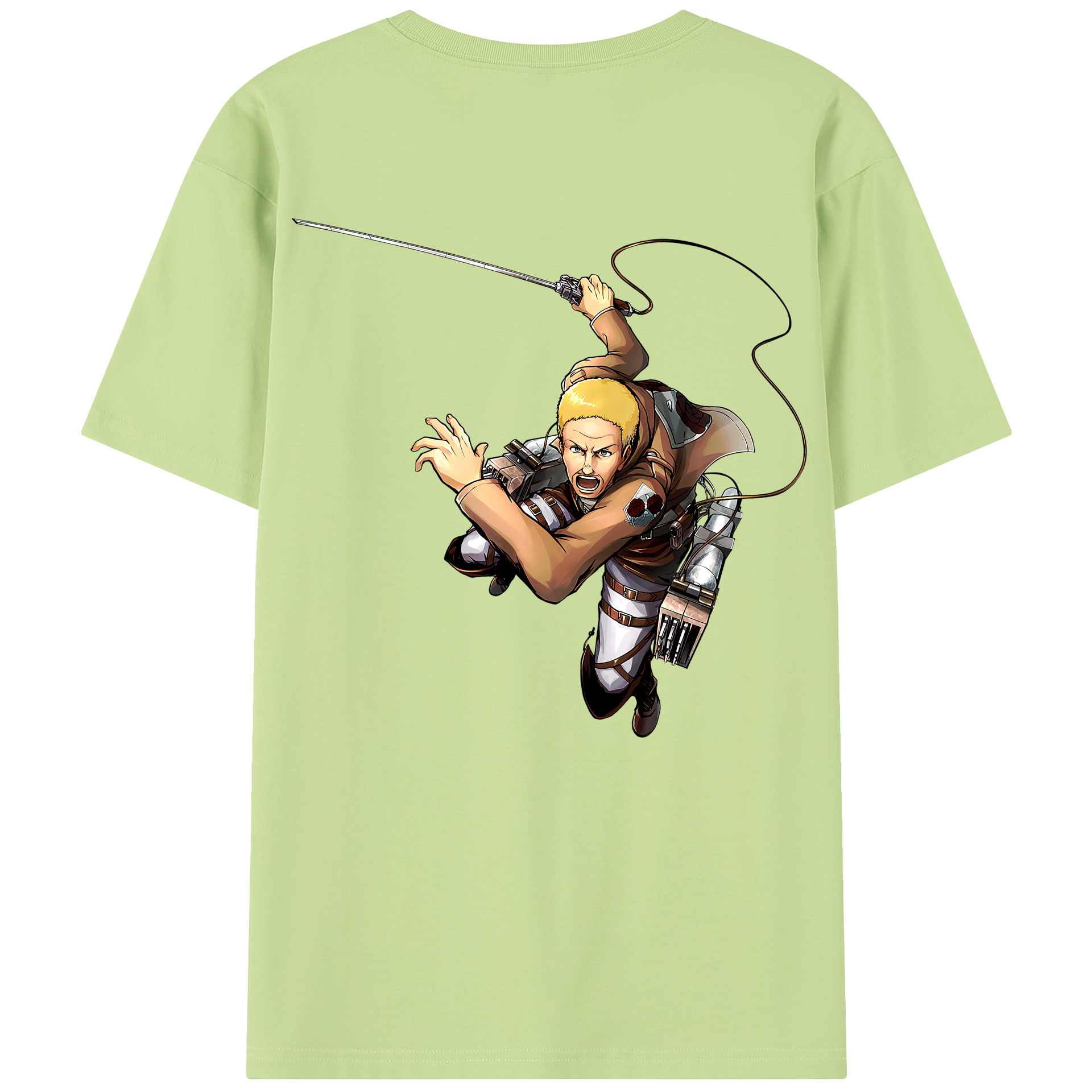 （画像用） 進撃の巨人 ハンネス Attack on Titan Hannes 綿100％半袖Tシャツ（背面プリント）